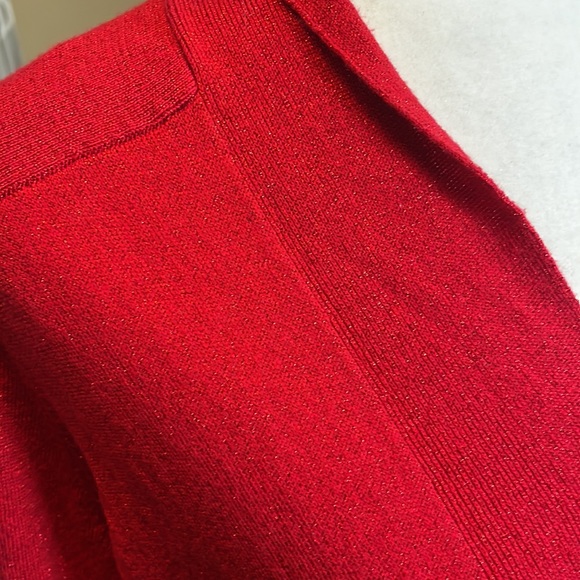 ❌ SOLD Holiday Sparkle Red Metallic Apt 9 Open Front Cardigan Peplum Waist, L - Picture 3 of 7